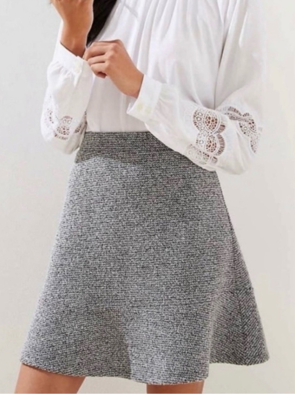 Classic Gray A-Line Tweed Skirt